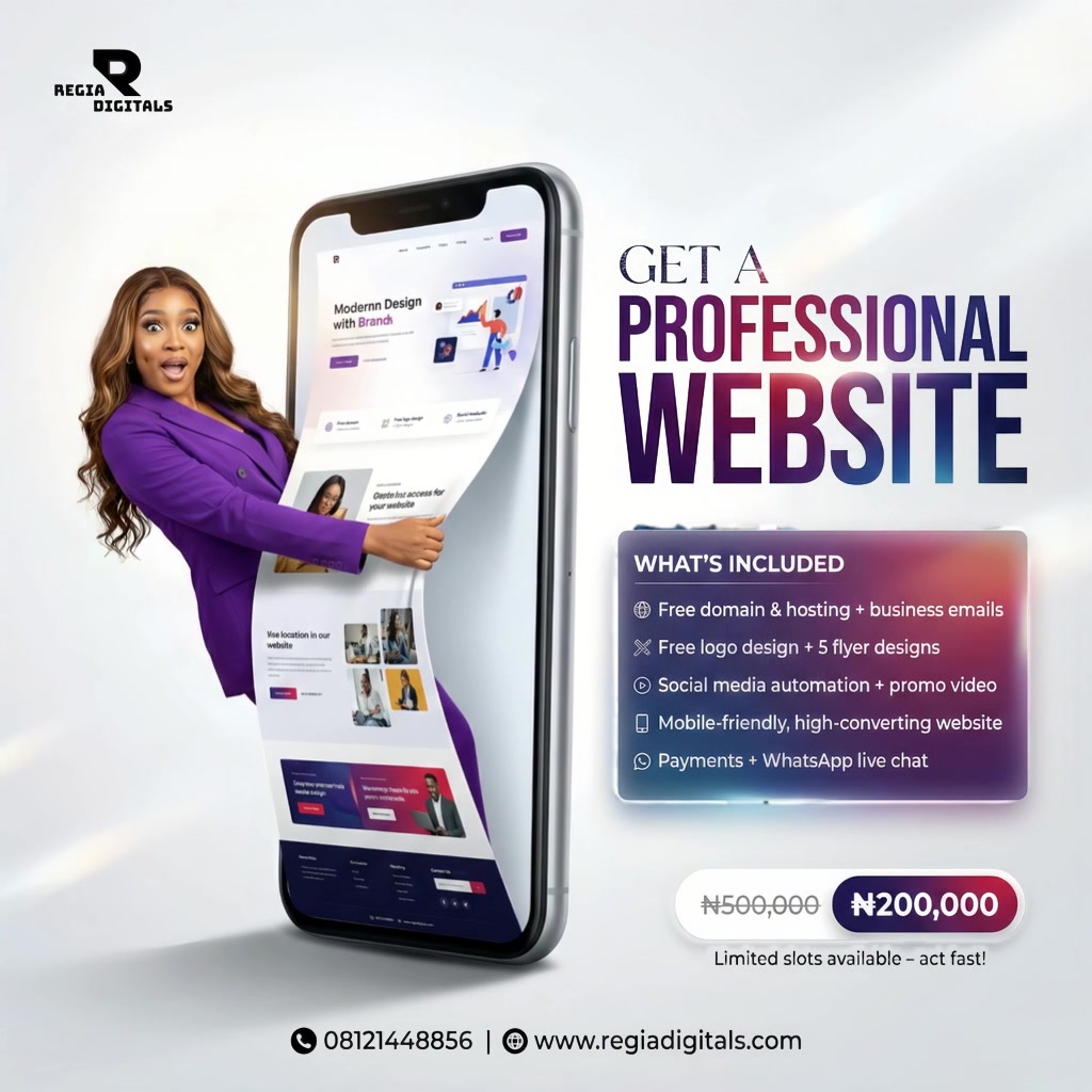 Regia Digitals Facebook ad: GET A PRO WEBSITE
