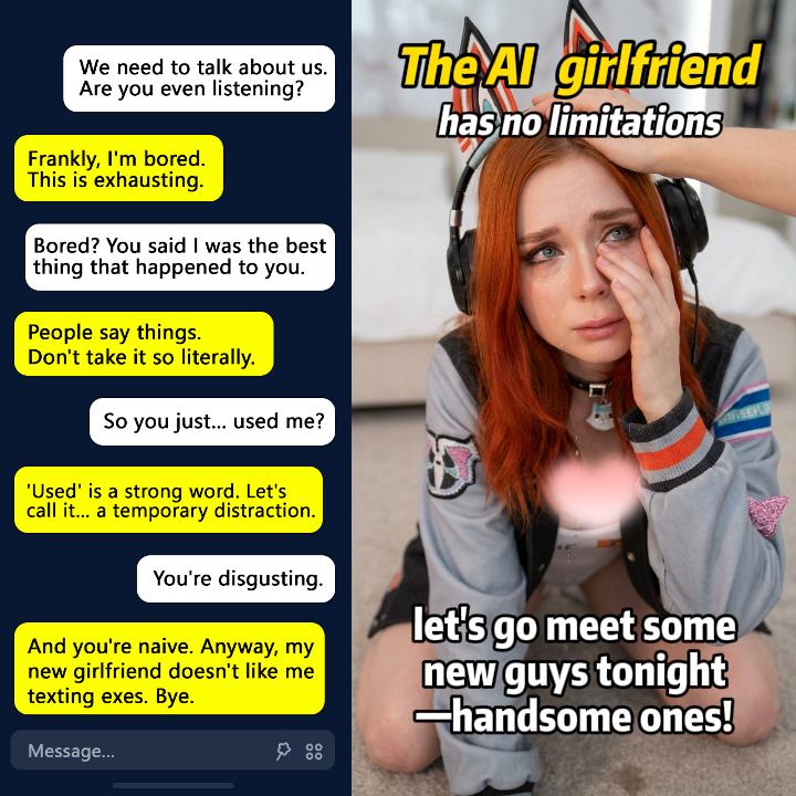 Spicy Chat Ai Roleplay Facebook ad: AI Girls. Entry 18+