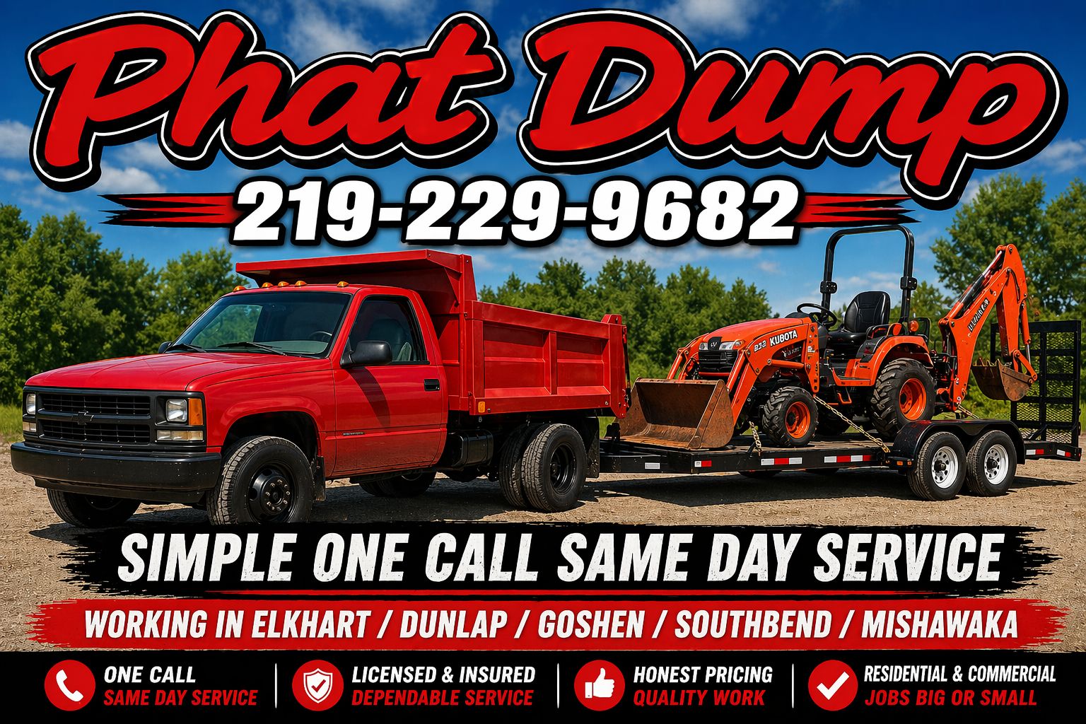 Phat Dump Facebook ad: Local dump truck and tractor company.