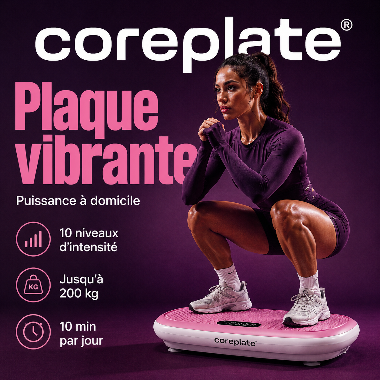 Coreplate Facebook ad: Votre routine fitness en quelques minutes