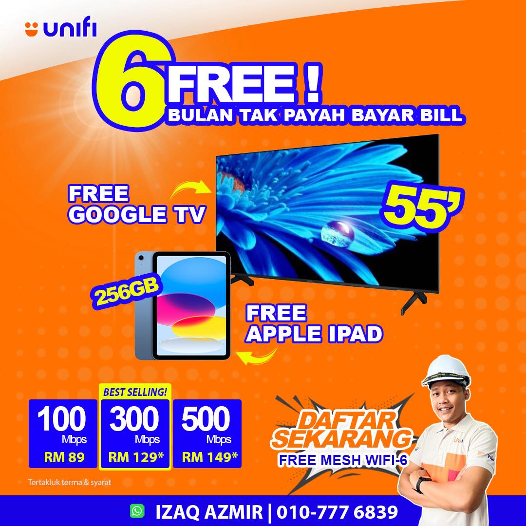 IZAQ AZMIR-Unifi & Maxis Fibre Authorized Seller Facebook ad: UNIFI PROMOSI TERKINI