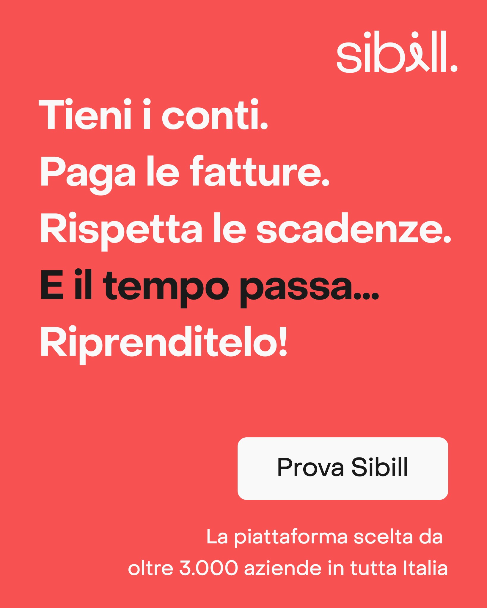 Sibill Facebook ad: Gestione cassa PMI