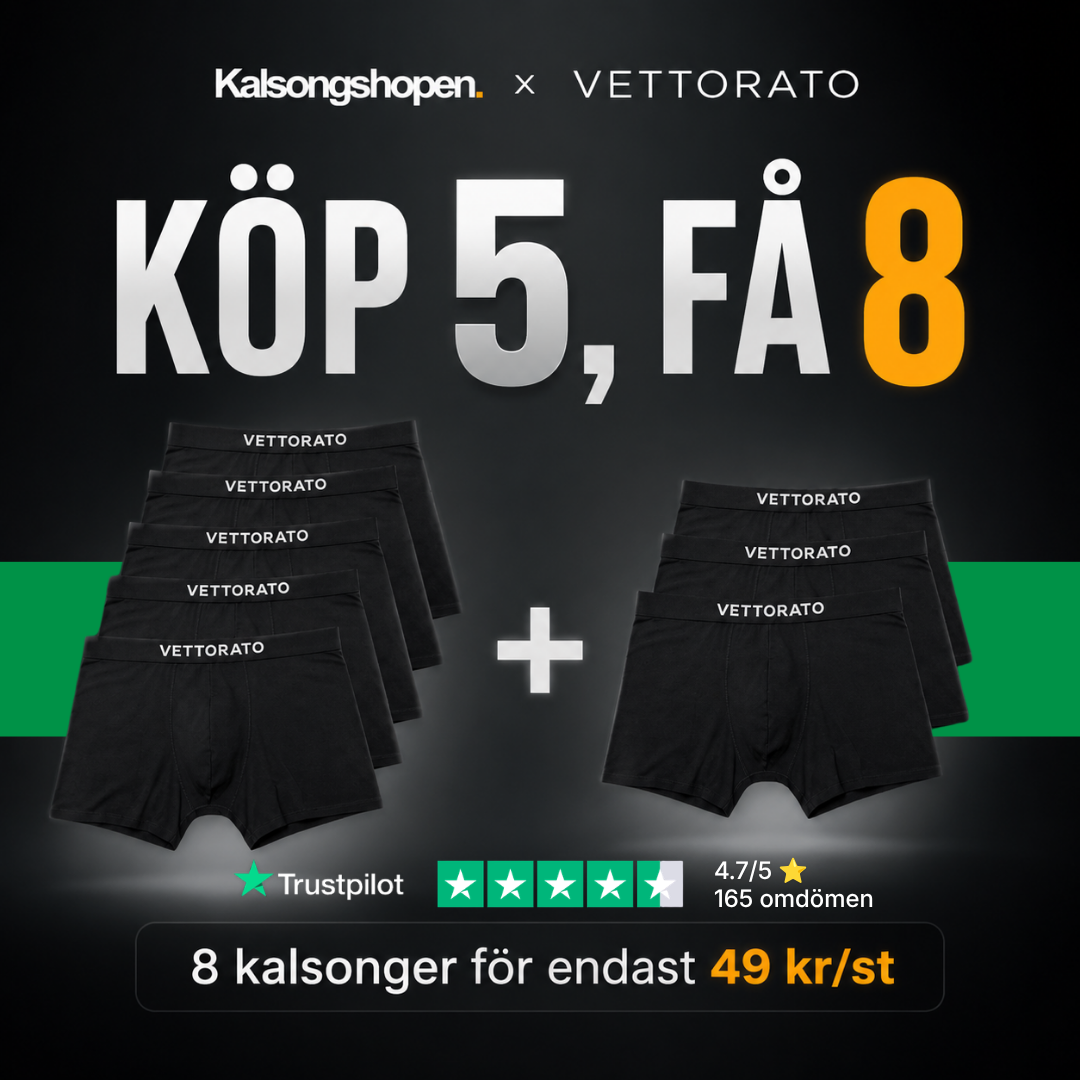 Kalsongshopen Facebook ad: Köp 5, få 8 kalsonger