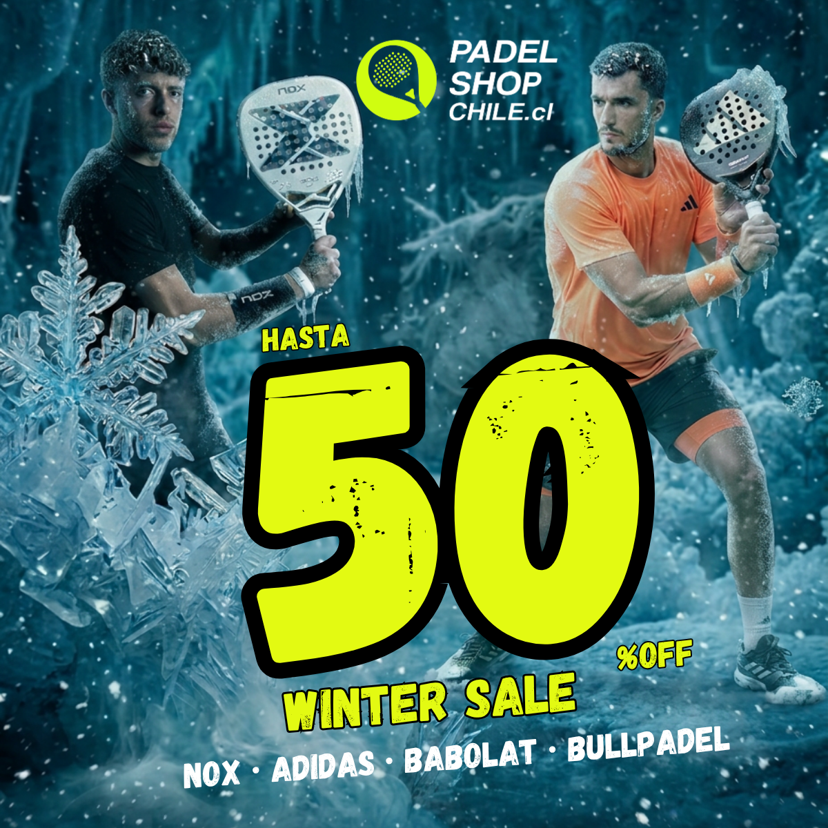 Padel Shop Chile Facebook ad: ¡HASTA 50% OFF EN Nox, Adidas,Bullpadel y Babolat