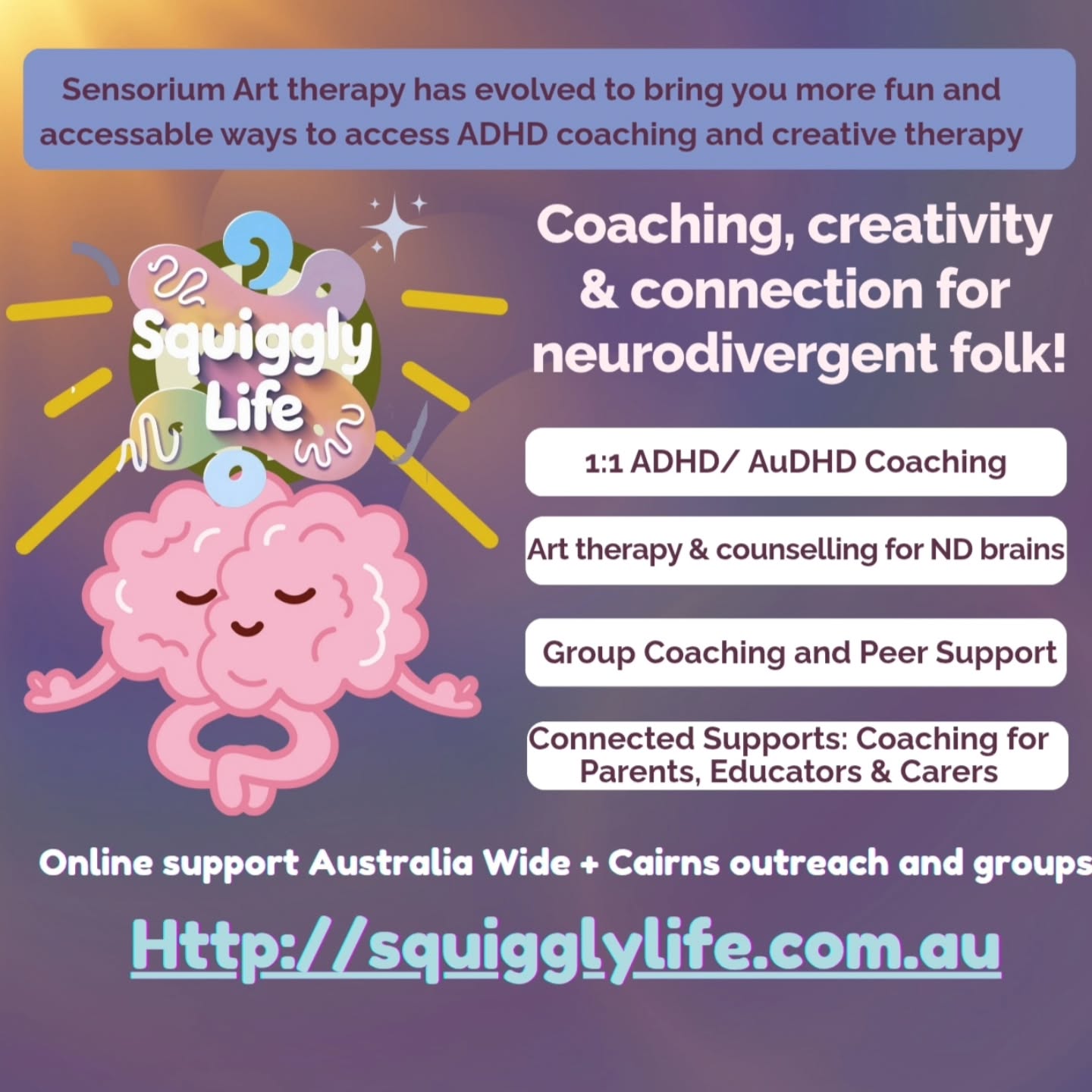 Squiggly Life Facebook ad: Big News, Sensorium is now Squiggly Life!