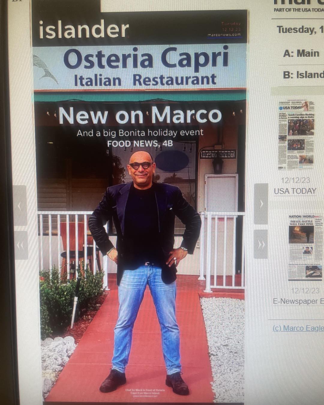 Osteria capri Facebook ad: Wednesday will be our first day.