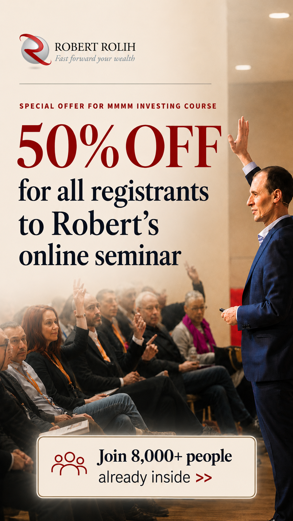 Robert Rolih Investing Education Facebook ad: [-50% OFF] The ONLY investing course you'll ever need