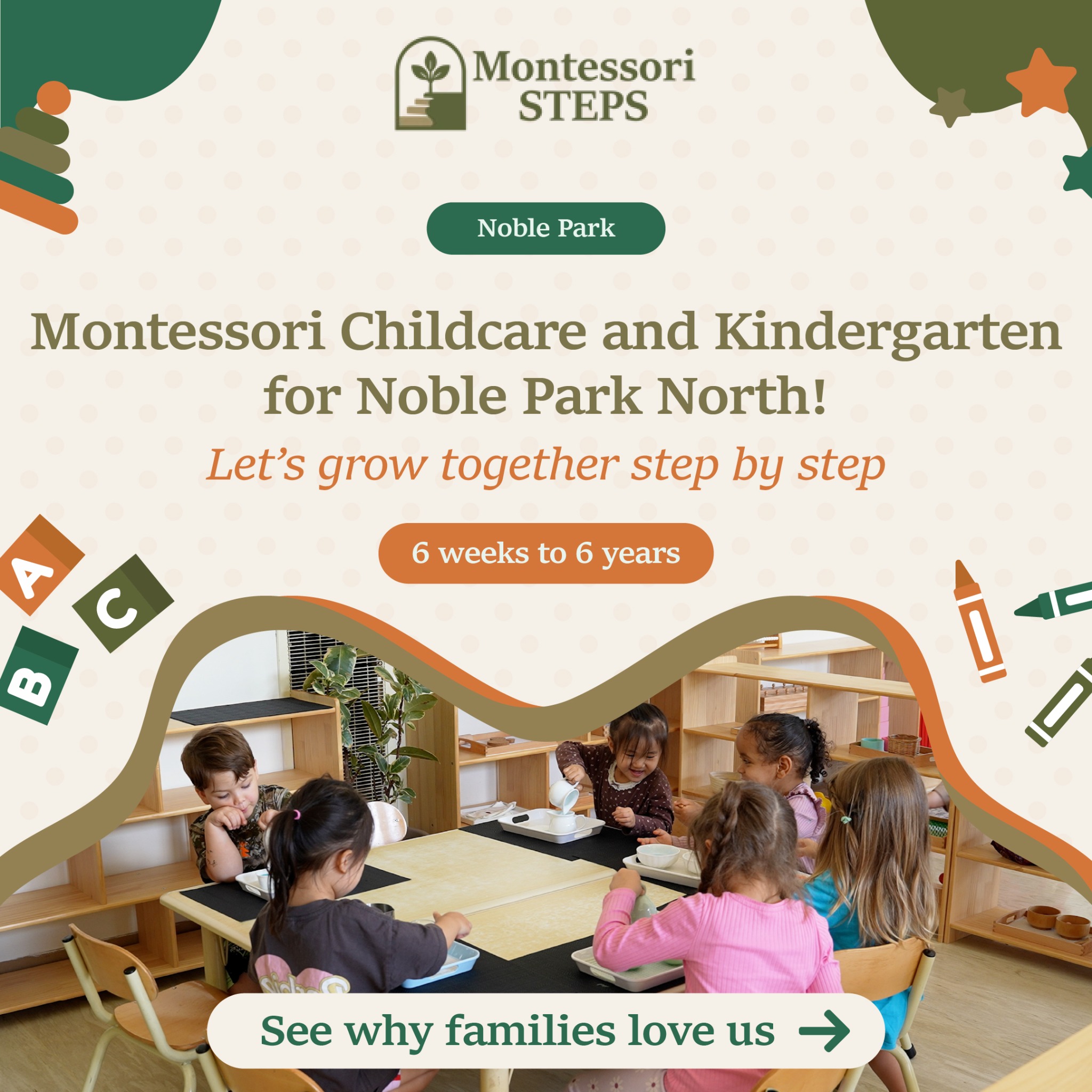 Montessori Steps Facebook ad: Looking for more than just childcare for your…