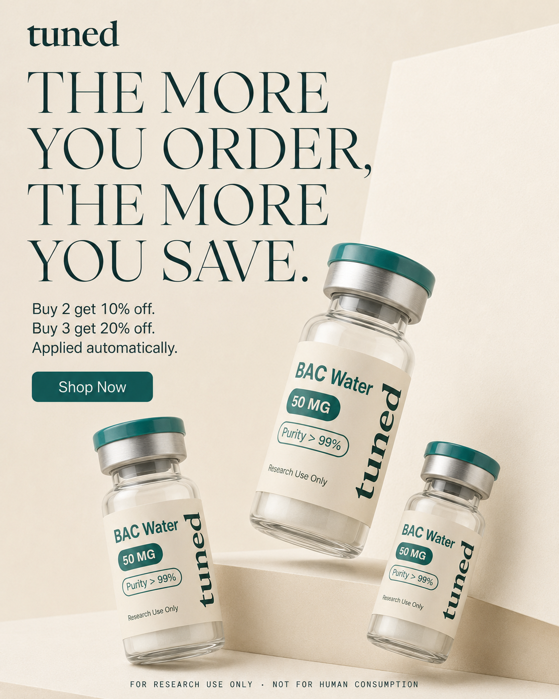 Tuned Research Facebook ad: Every Compound. One Standard.