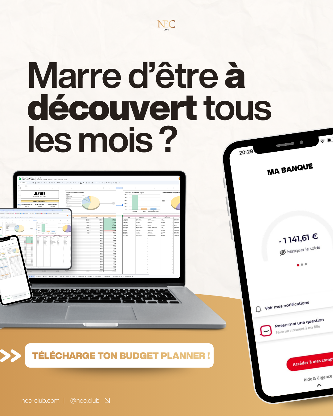 Club NEC Facebook ad: L'outil ultime pour gérer son bduget