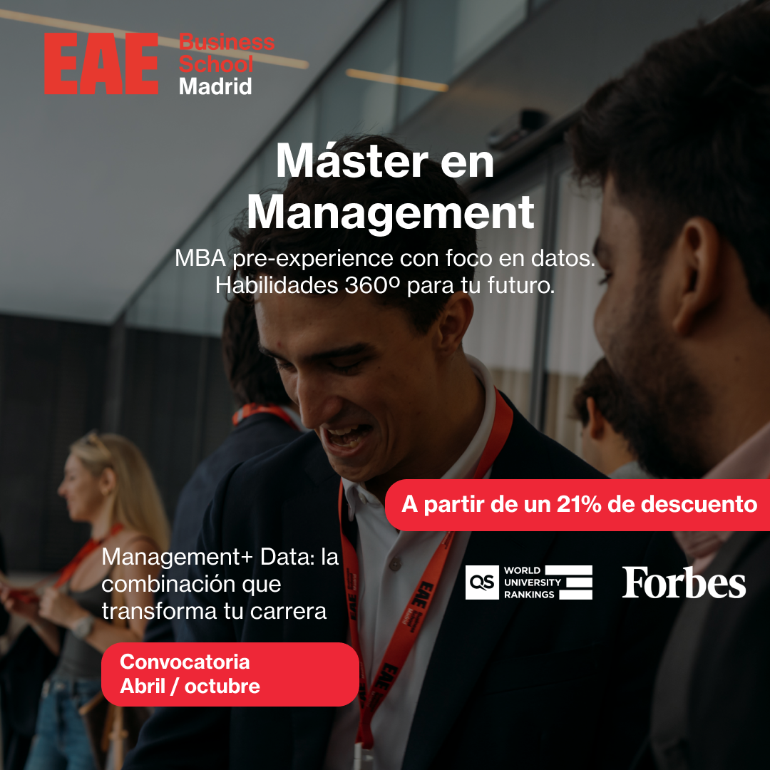 EAE Business School Facebook ad: Encuentra tu programa en EAE Business School Madrid.