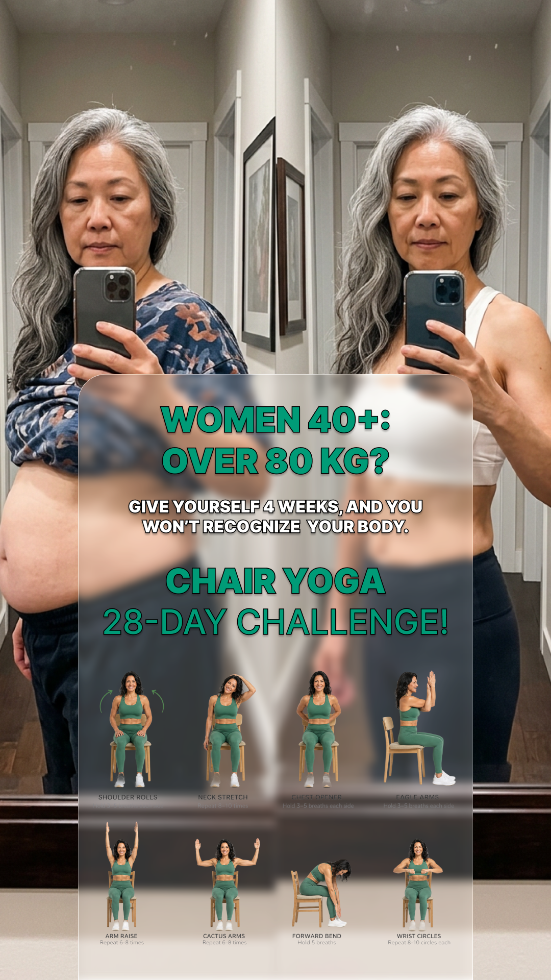 Adriana Fitness Facebook ad: Start Simple Chair Yoga Workout