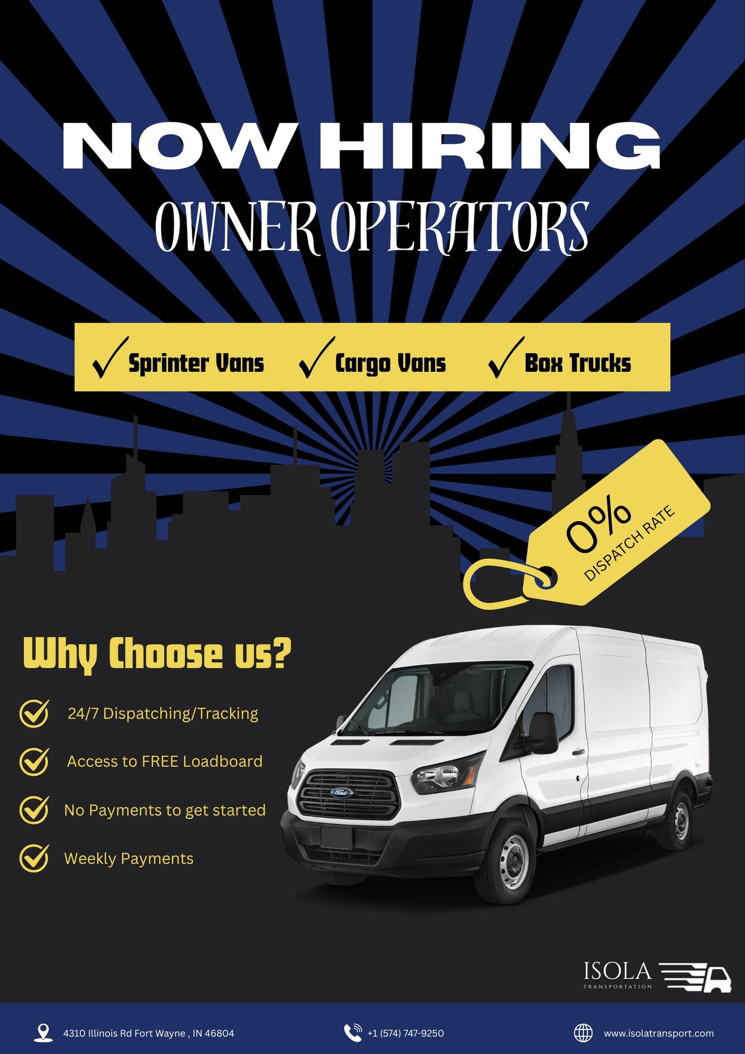 Isola Transportation LLC Facebook ad: ISOLA TRANSPORTATION LLC is Hiring Owner Operators!