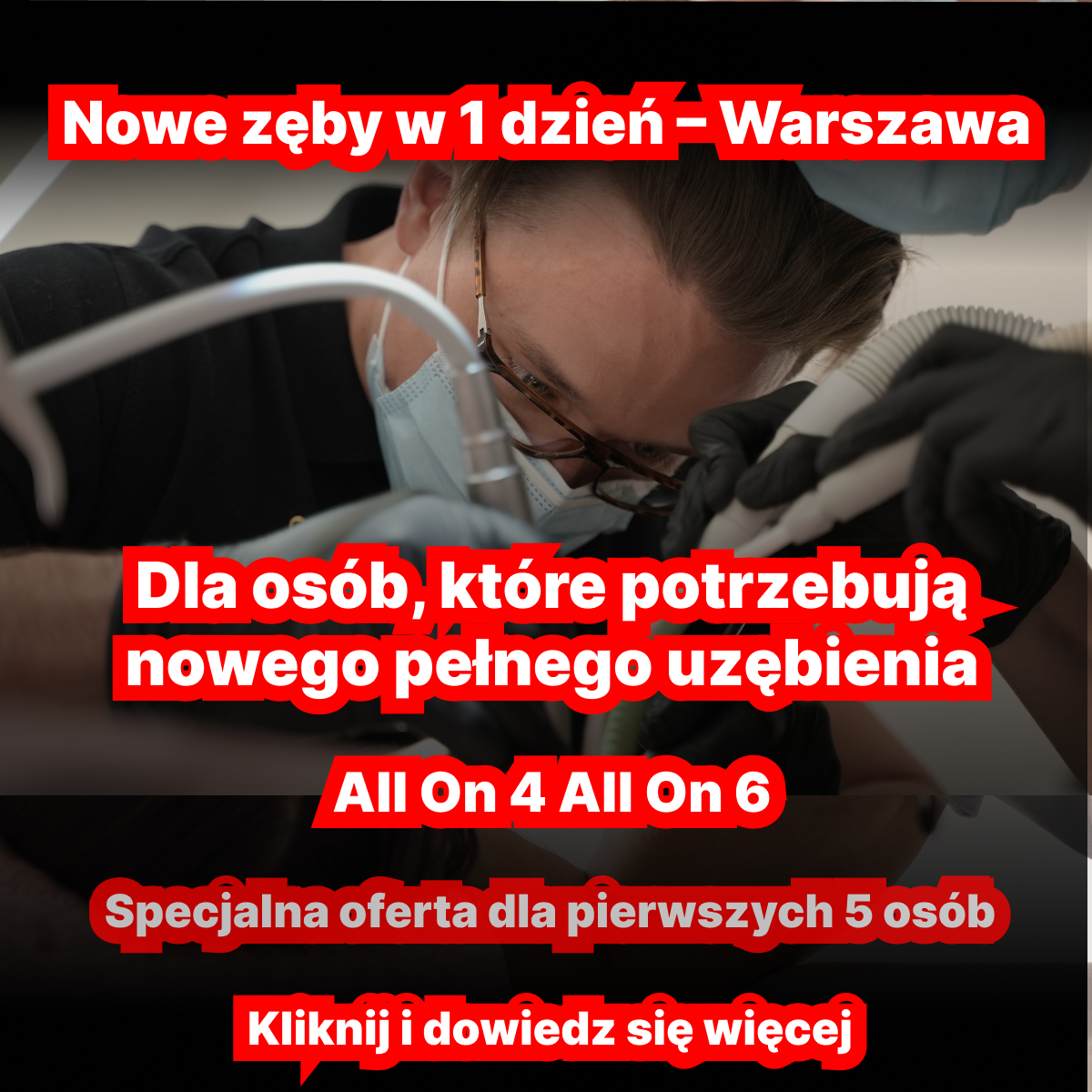Renaissance Dental Facebook ad: Pełna metamorfoza uśmiechu w 1 dzień