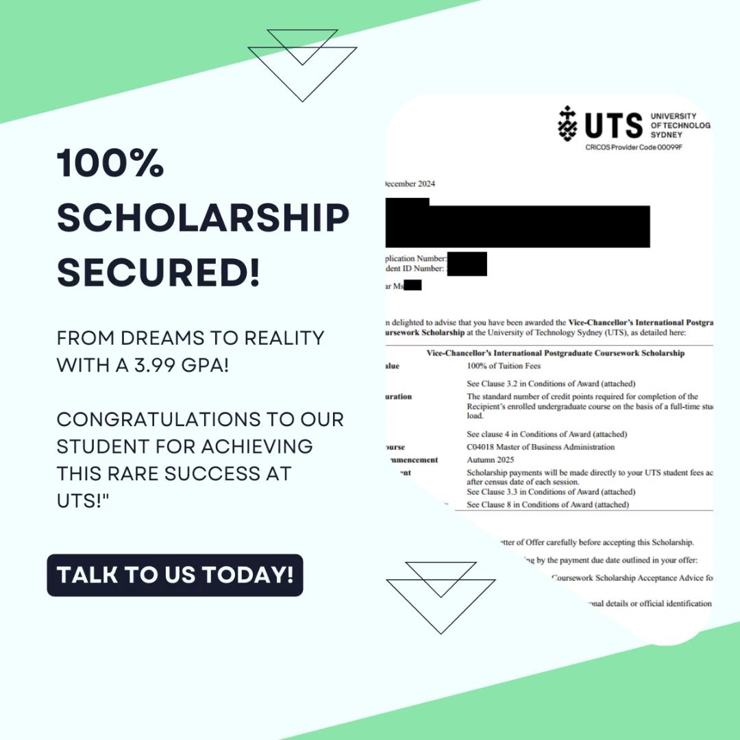 Kingsbridge Migration & Education Facebook ad: Aakriti Secures a 100% Scholarship at UTS!