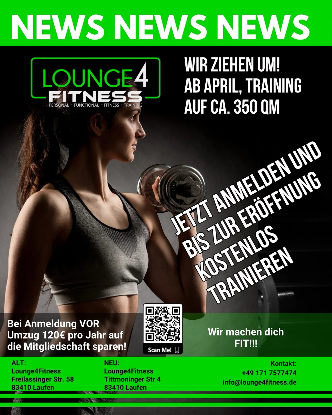 Lounge4fitness Gym Facebook ad: NEWS, NEWS, NEWS!