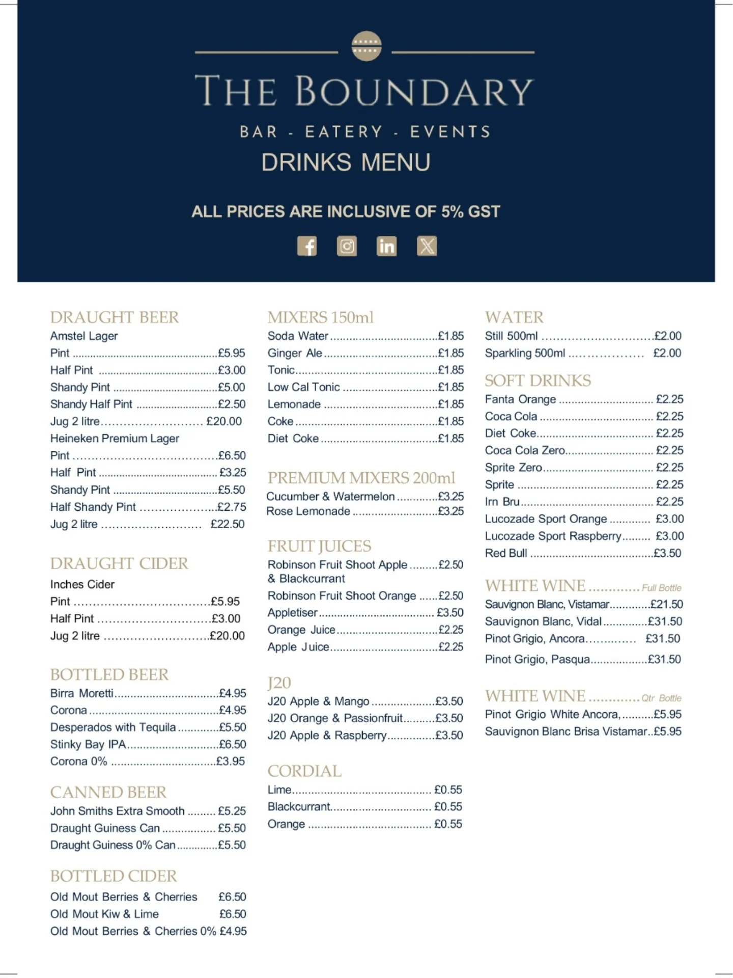The Boundary Facebook ad: NEW DRINKS MENU IS LIVE