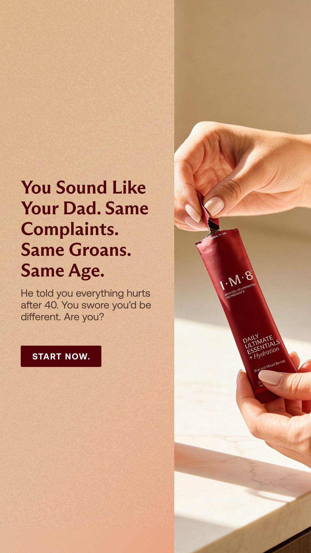 IM8 Facebook ad: Built to Last. Start Now.