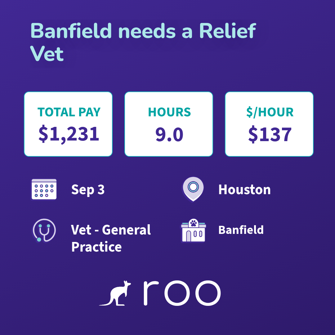 Roo Facebook ad: 7 open vet shifts near Houston on Thursday…