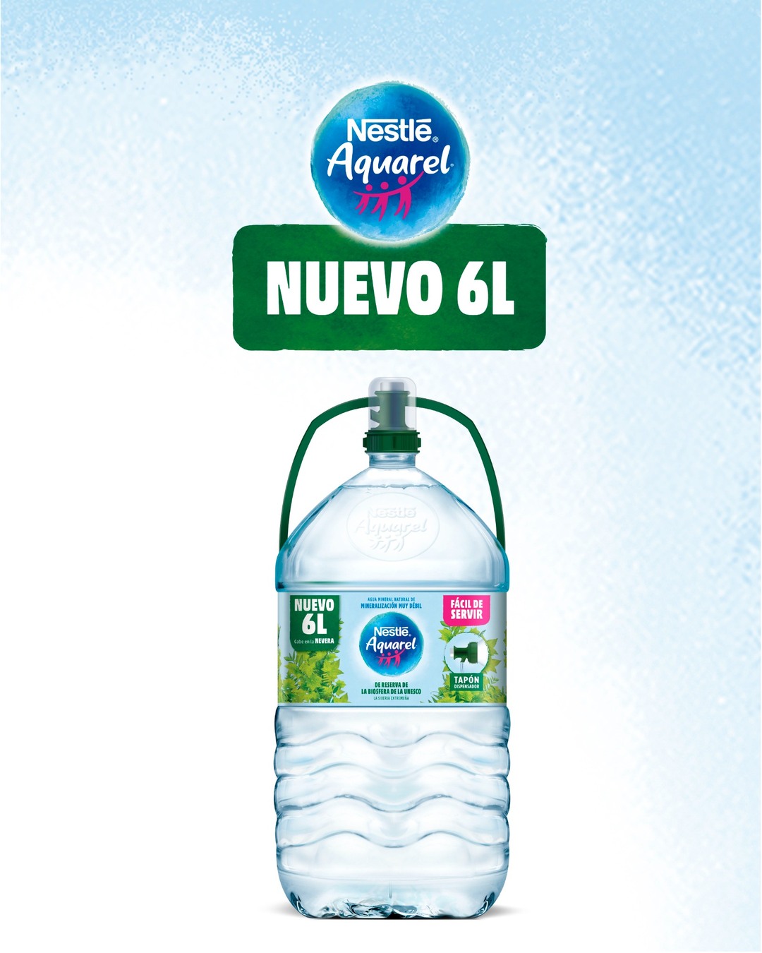 Nestlé Aquarel Facebook ad: ¡Descubre el nuevo formato 6L!