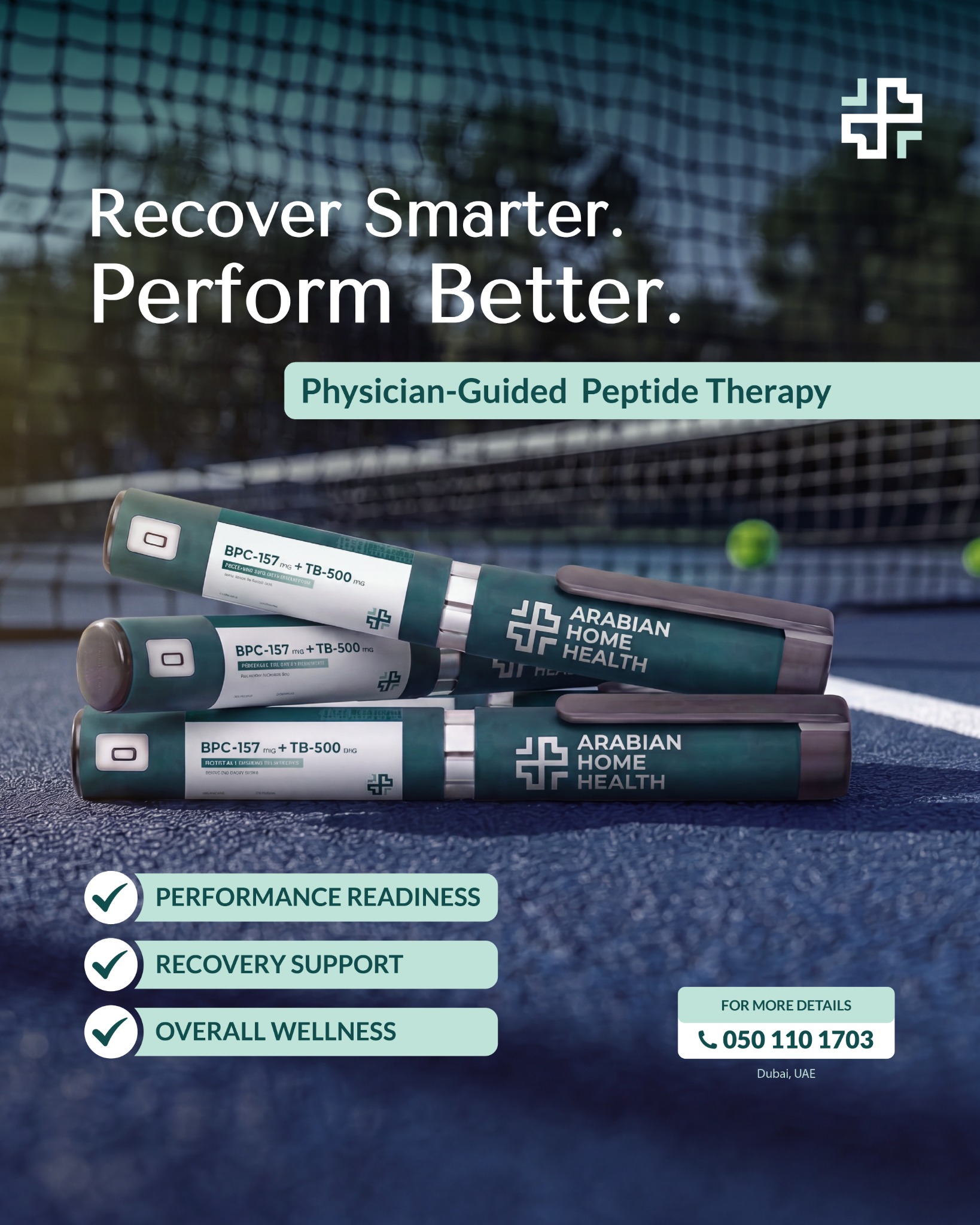 Arabian Home Health Facebook ad: Experience personalized peptide therapy delivered in the…