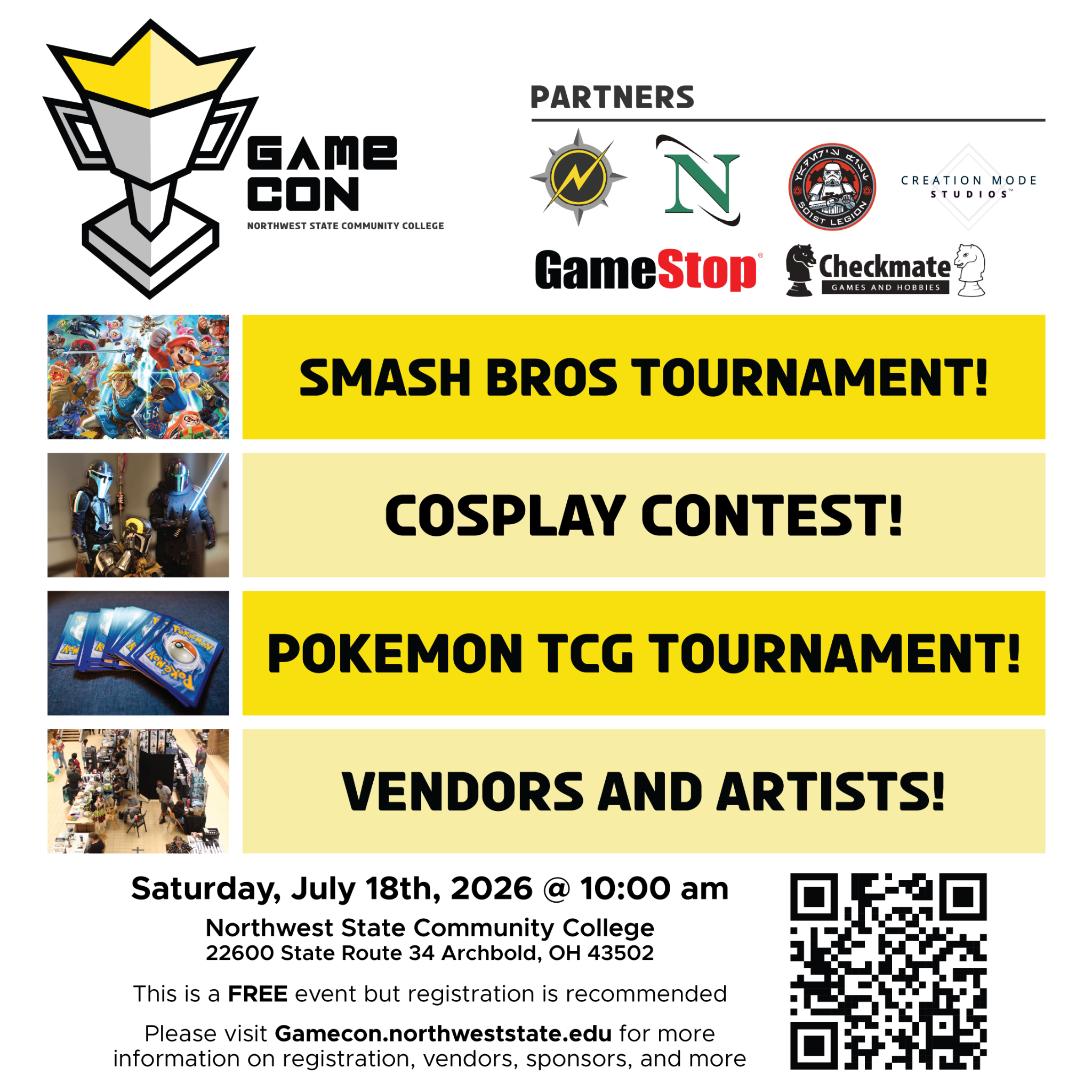 Northwest State Community College Facebook ad: Game Con is back!