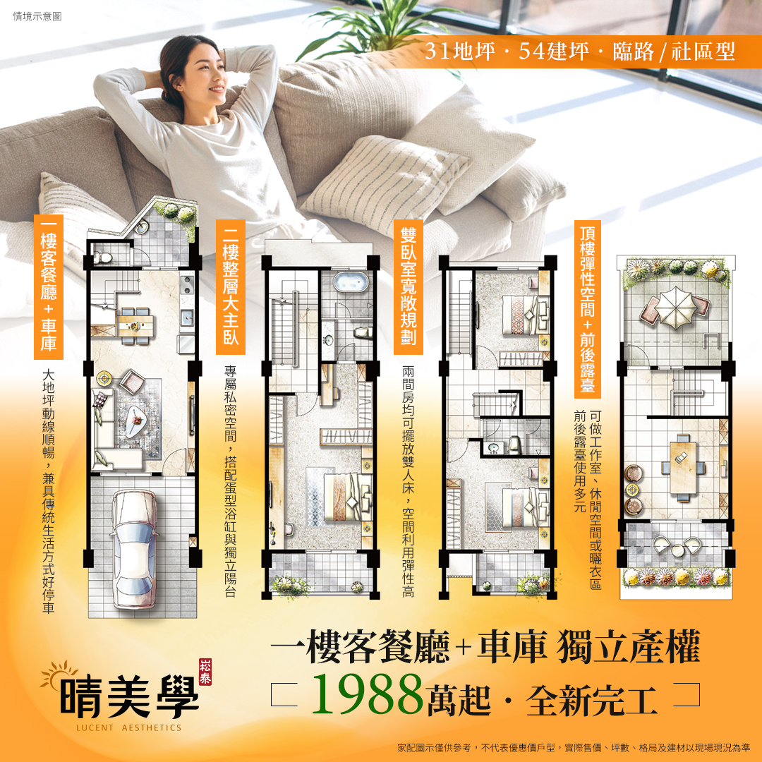 樂居Jason Facebook ad: 𝟭𝟵𝟴𝟴萬起 一樓客餐廳+車庫