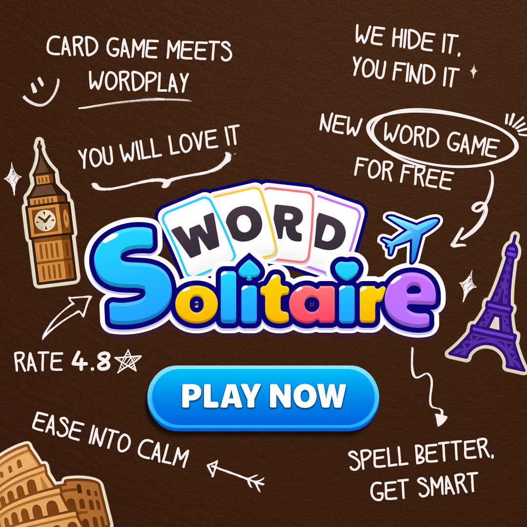 Word Solitaire Facebook ad: New Word Puzzle Game For Free
