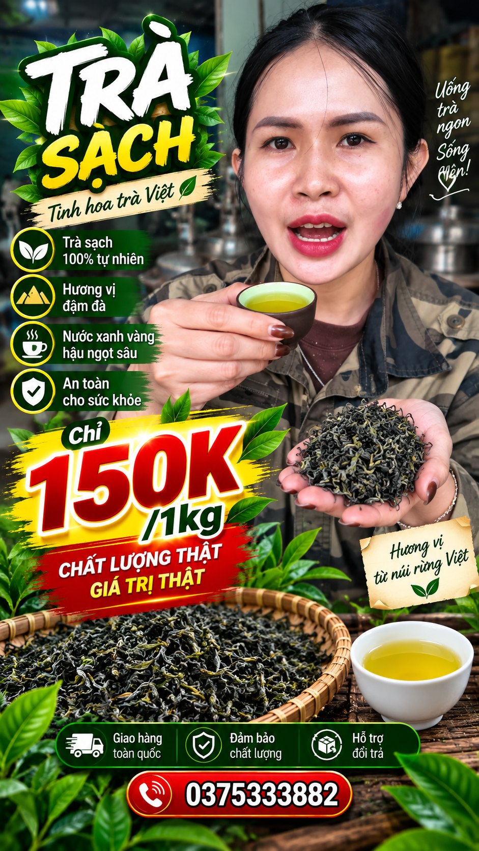 Trà Cổ Truyền Tuấn Tú Facebook ad: CÔ CHÚ ĐANG TÌM TRÀ 150K/1KG? GỌI 0375.333.882