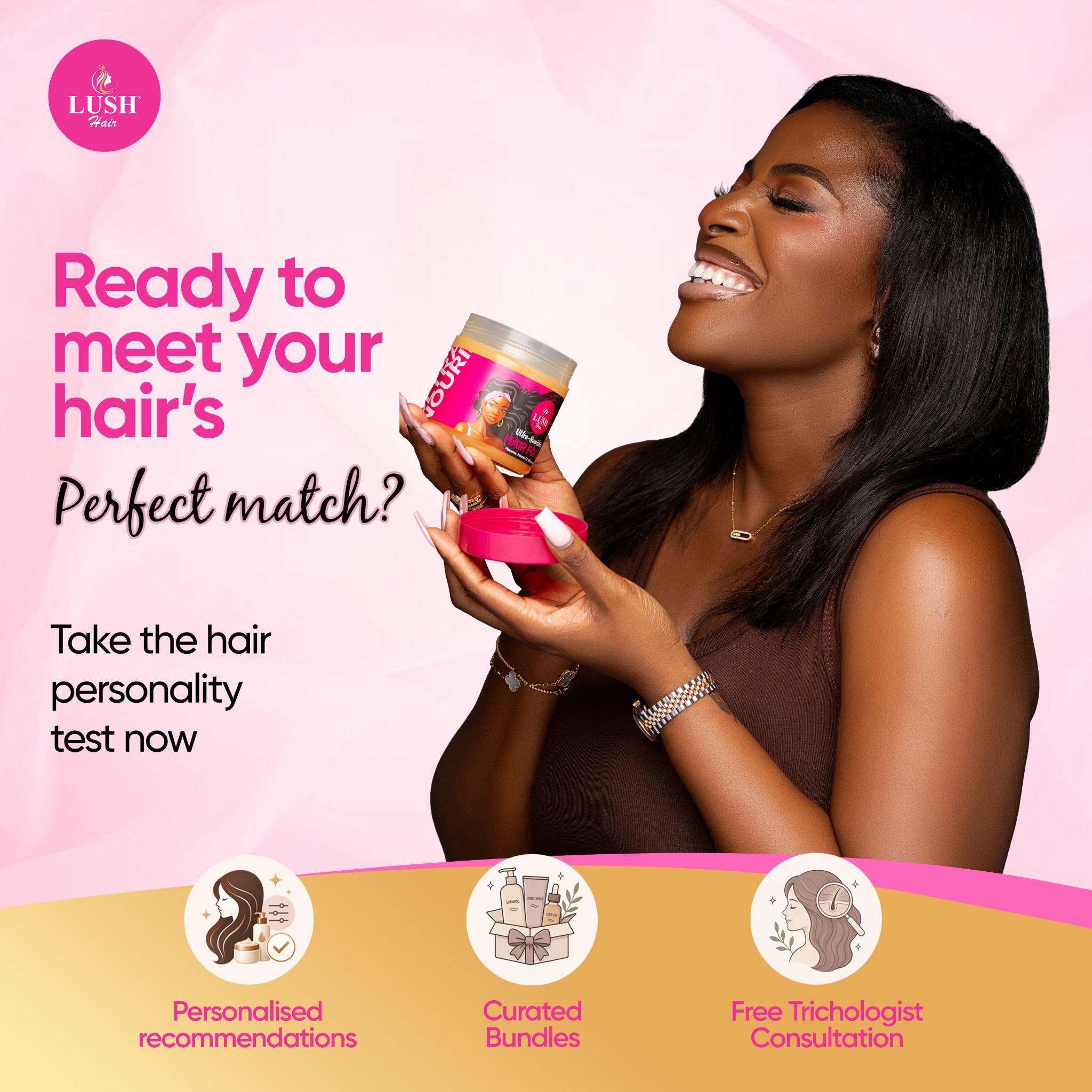 LUSH HAIR CARE Facebook ad: Take the hair personality test now!