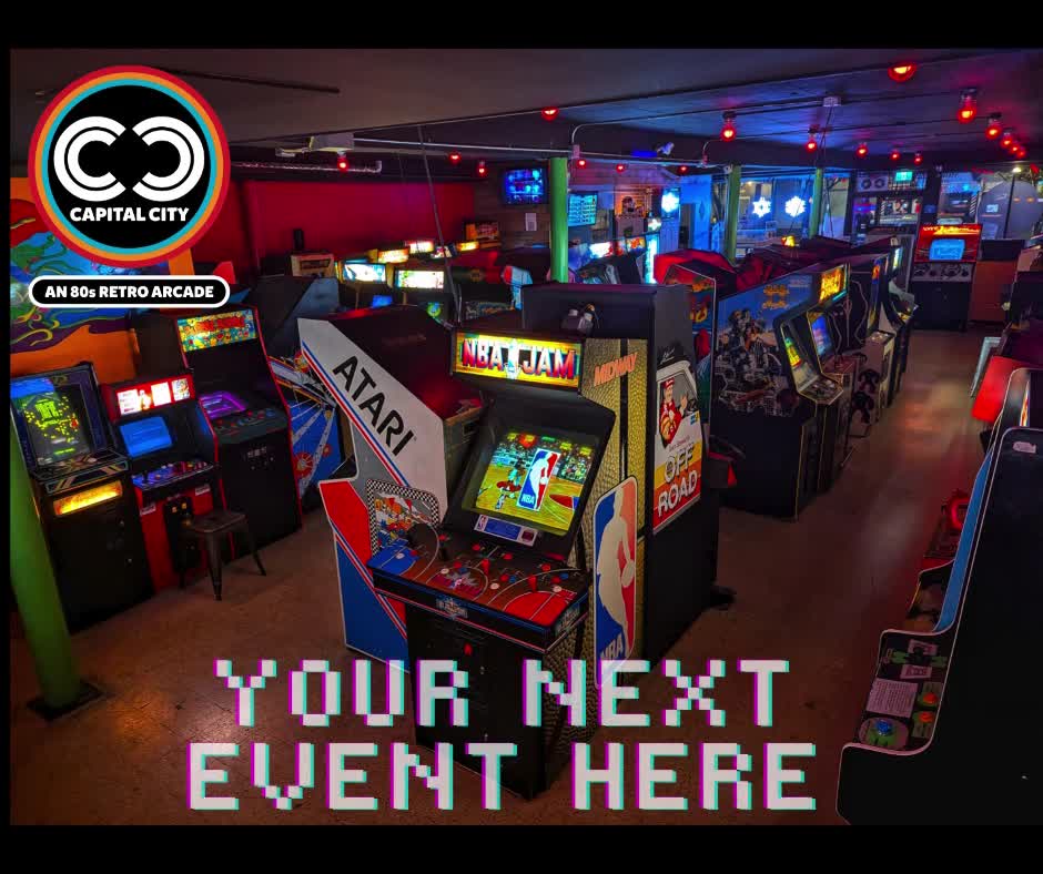 Capital City Arcade Facebook ad: Rent this retro arcade for your next event