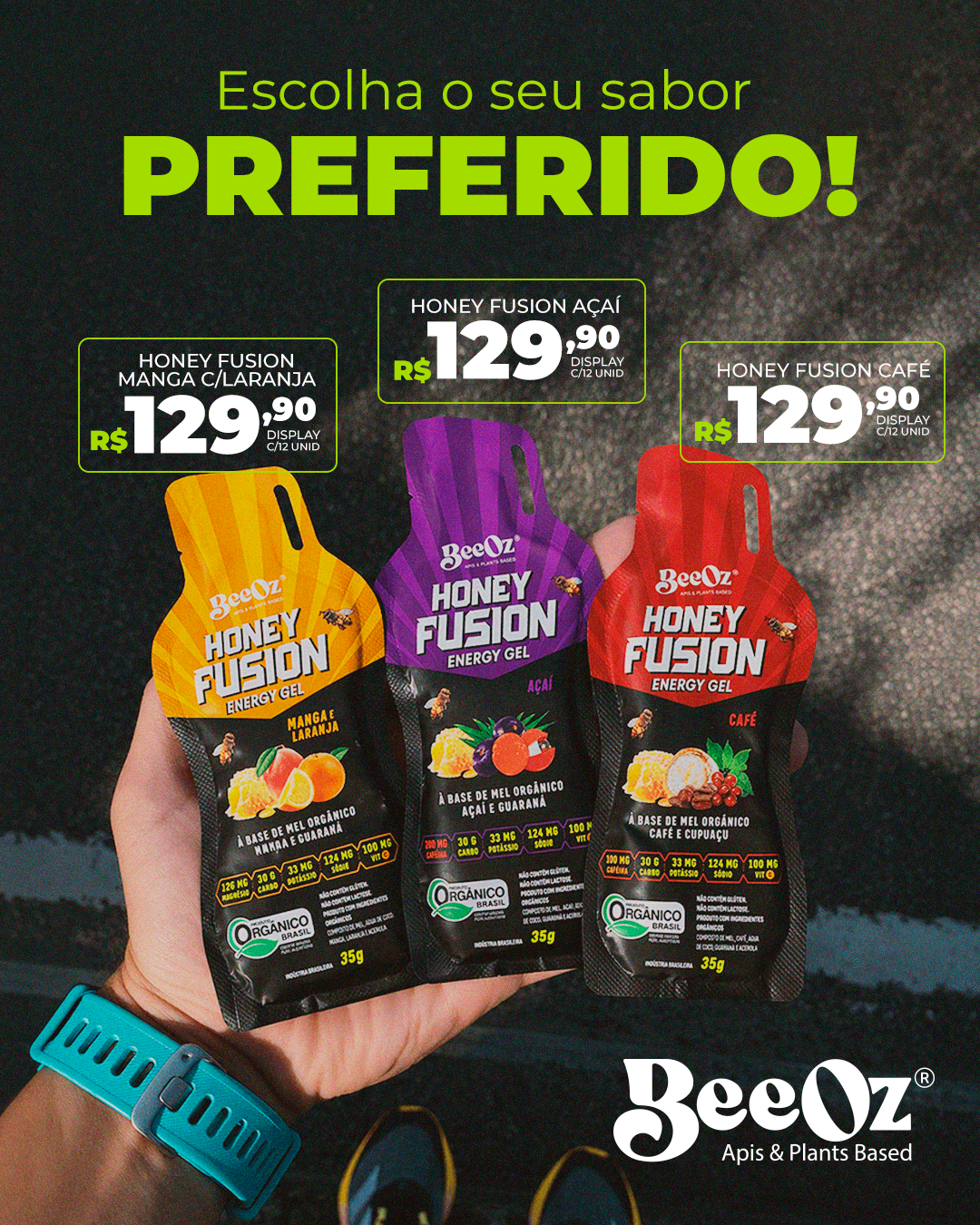 BeeOz Facebook ad: Honey Fusion Gel Café & Cupuaçu com 100mg de Cafeína…