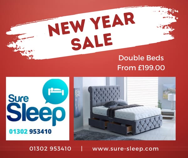 Sure Sleep Beds Doncaster Facebook ad: Our New Year Sale is NOW ON!