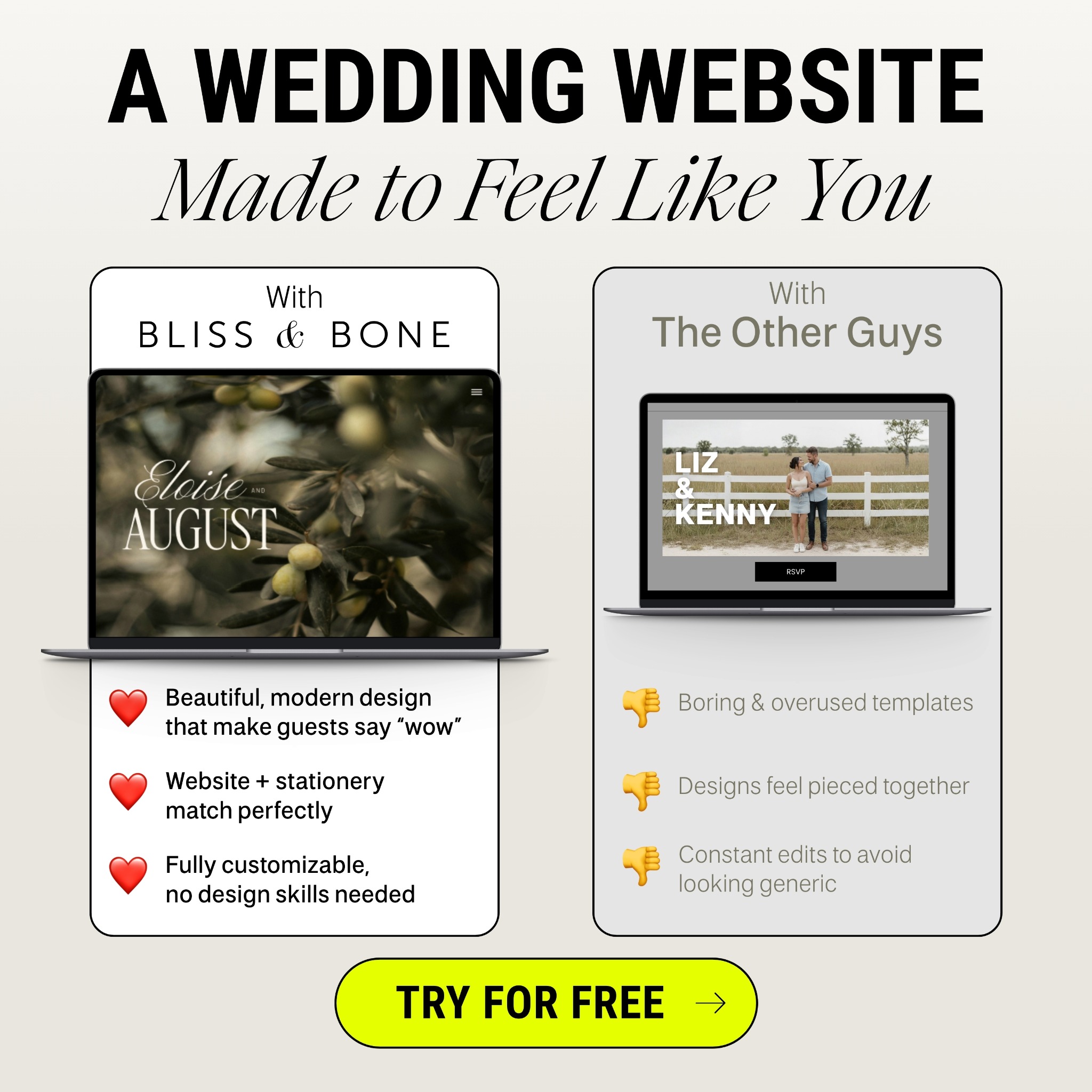 Bliss & Bone Facebook ad