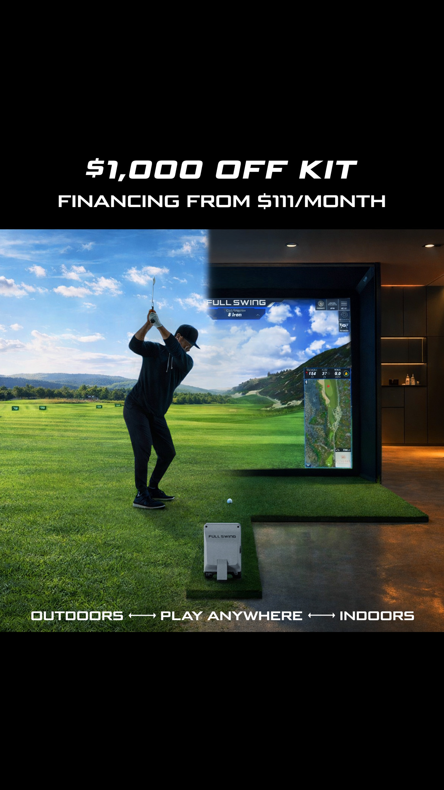 Full Swing Facebook ad: Spring Into Precision: $1,000 Off the KIT Launch Monitor!