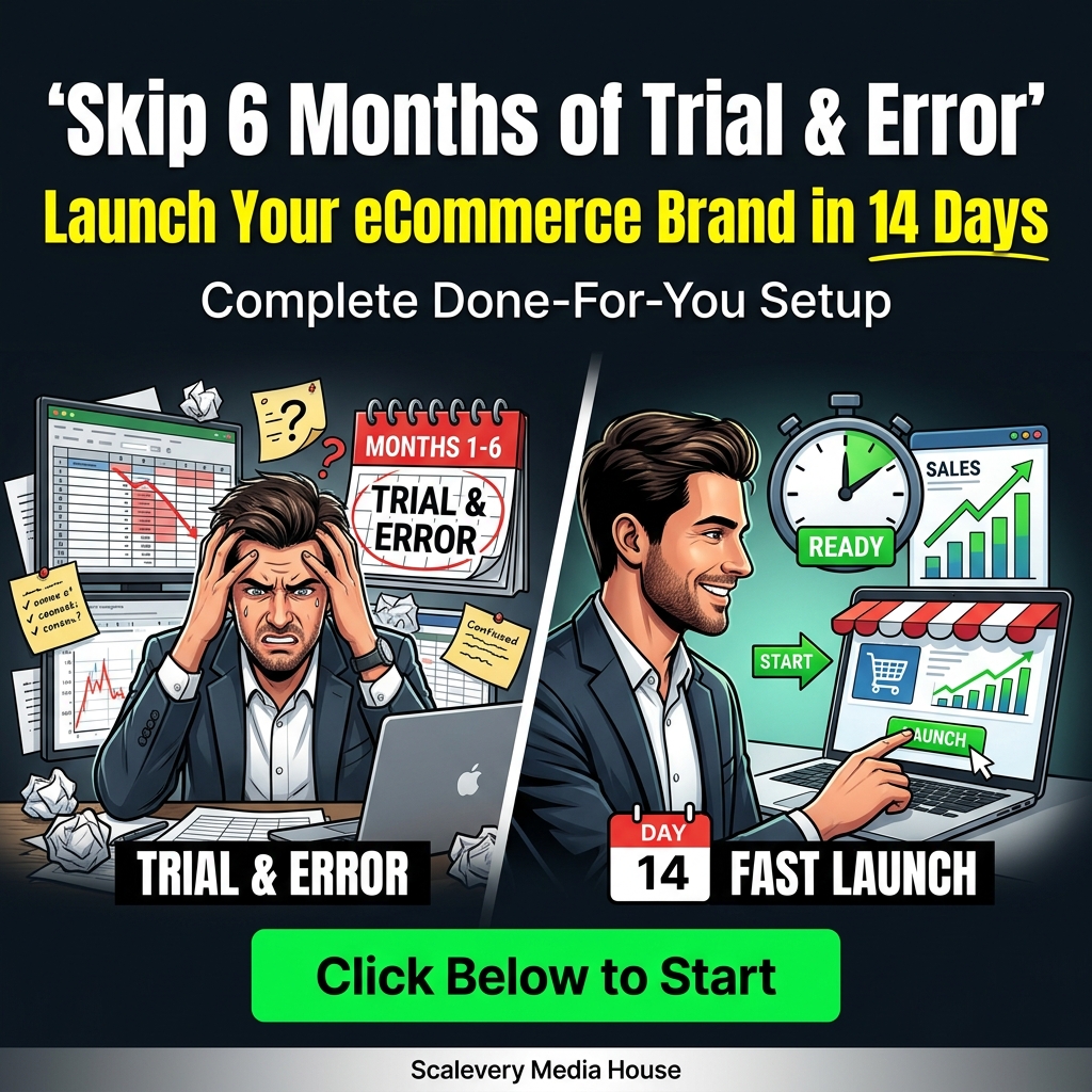 Scalevery Facebook ad: Start Your eCommerce Brand in 14 Days