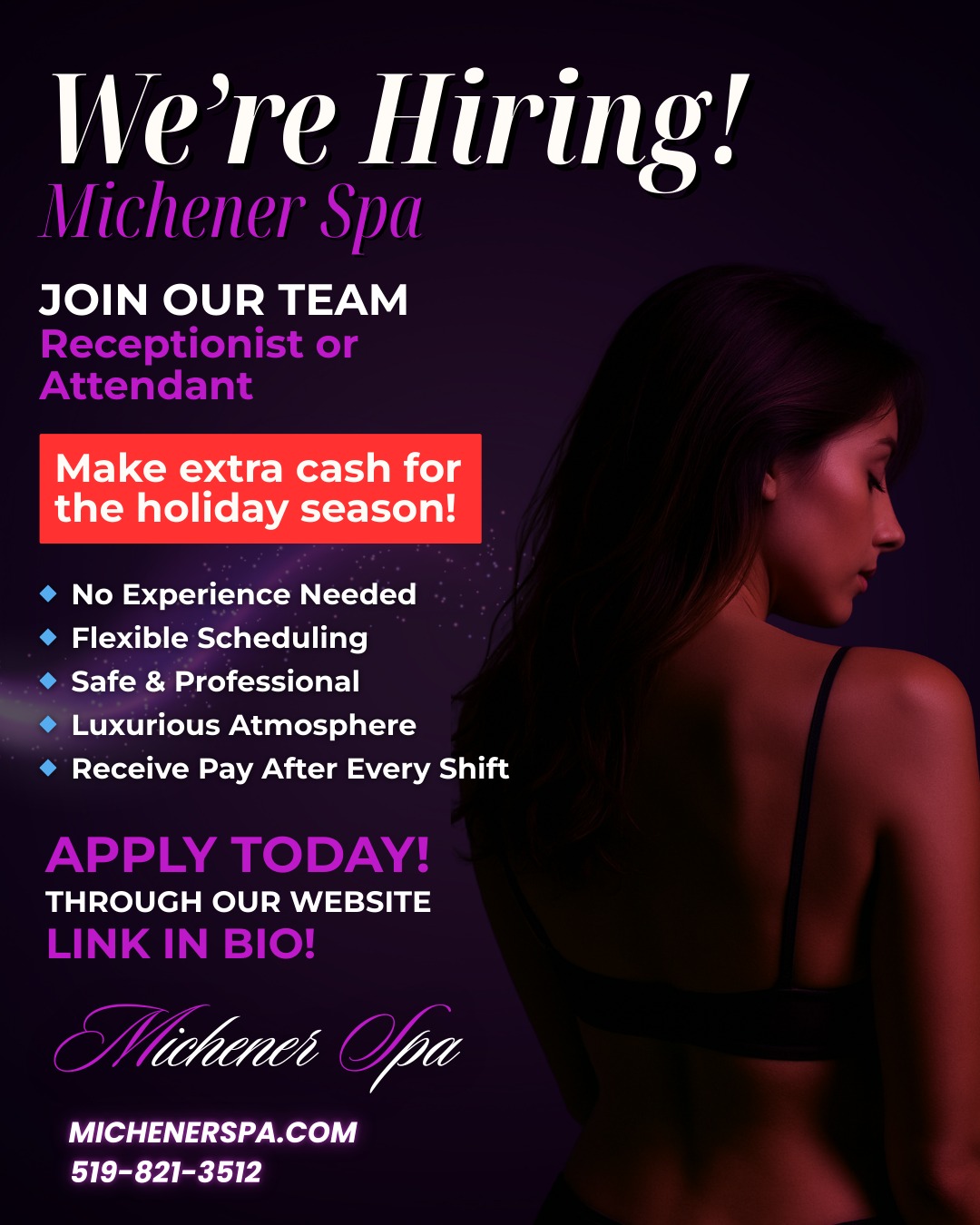 michenerguelphspa Facebook ad: Employment, Michener Spa