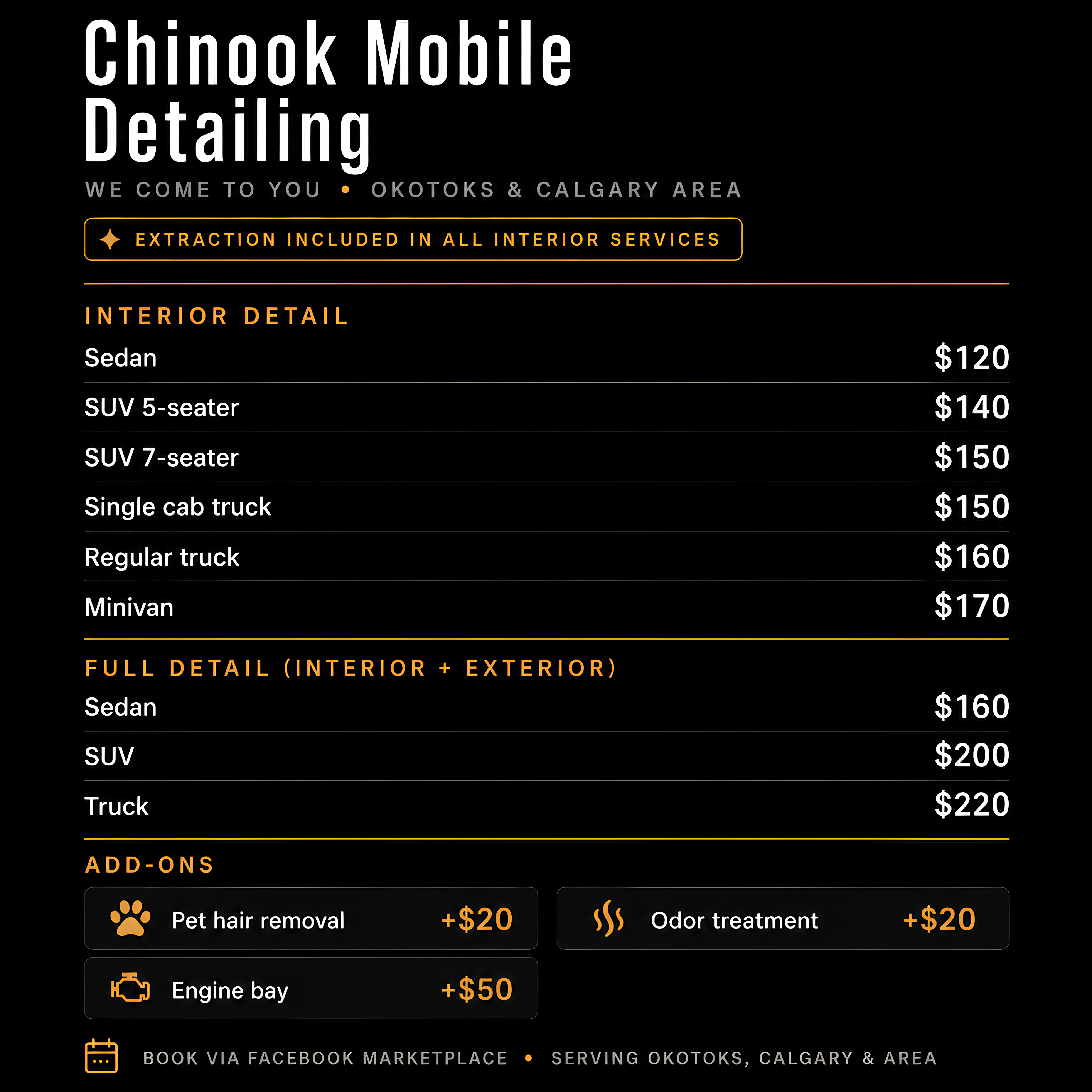 Chinook Mobile Detailing Facebook ad: Book Your Detail Today