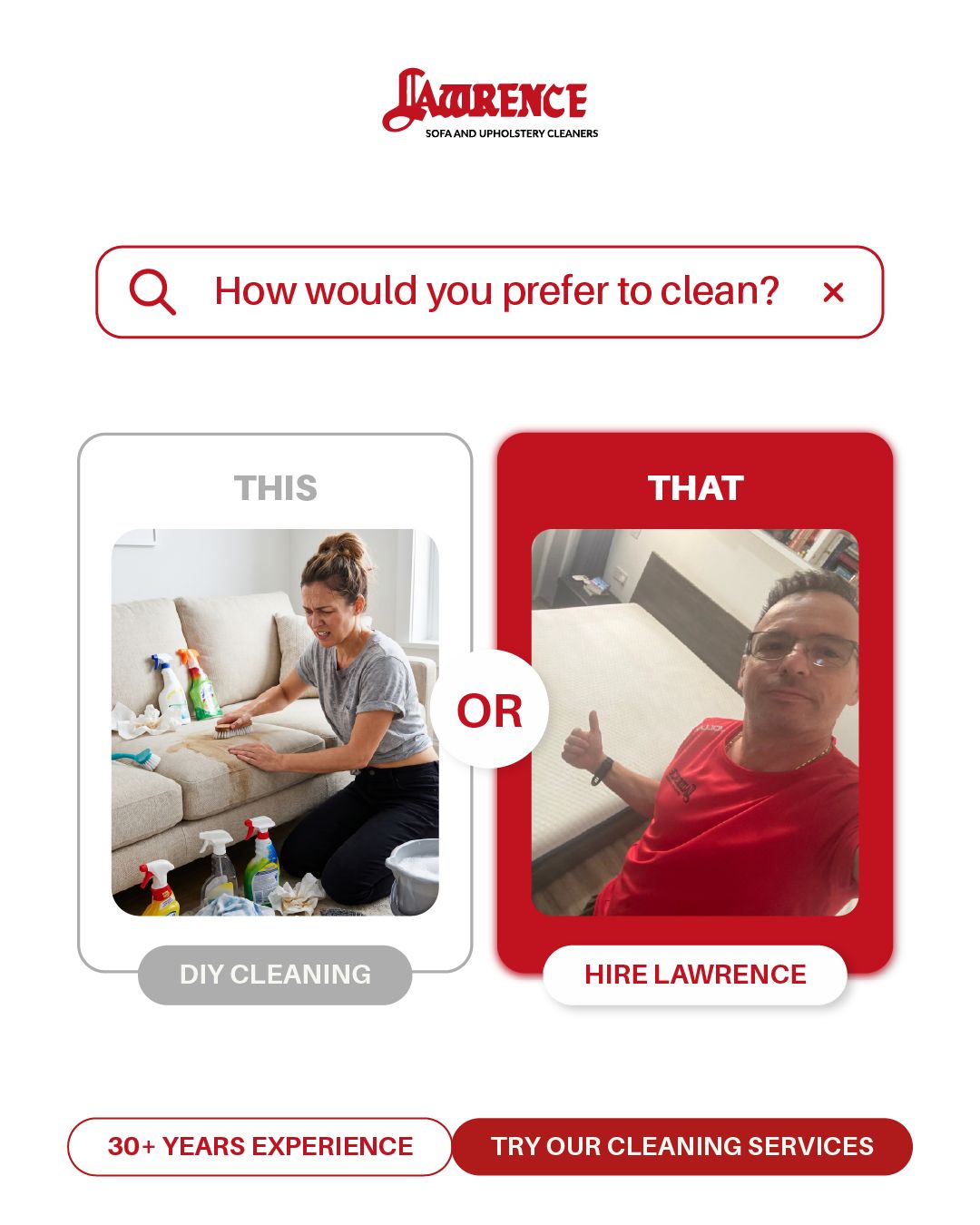 Lawrence Sofa Cleaning Facebook ad