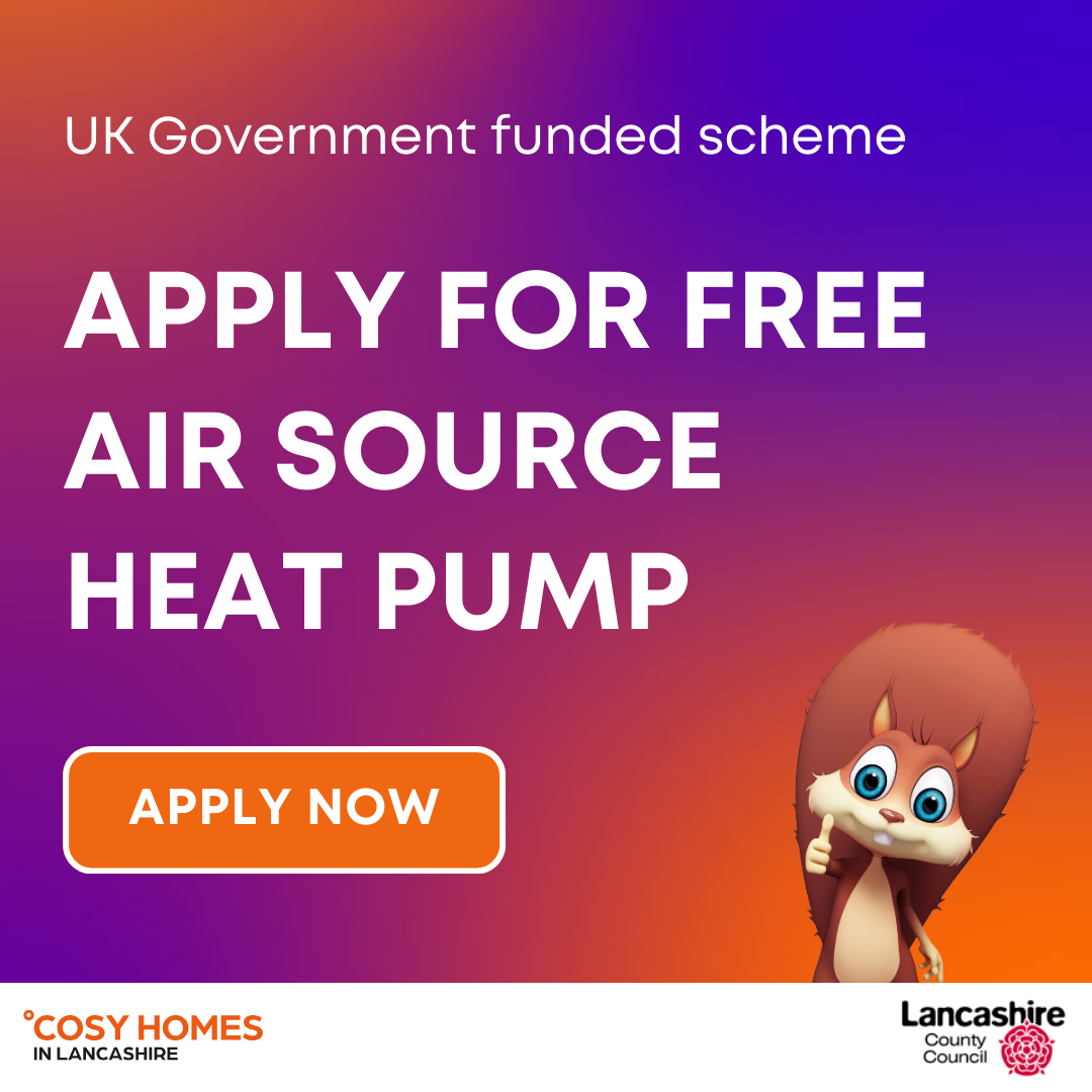 Cosy Homes in Lancashire Facebook ad: Air Source Heat Pump Grants | Cosy Homes in Lancashire
