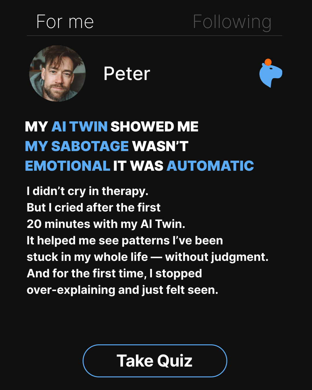 Copymind: AI twin for therapy Facebook ad