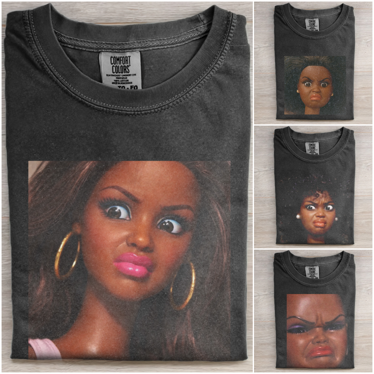 Sporttne store Facebook ad: Funny Blcak Doll Tees.