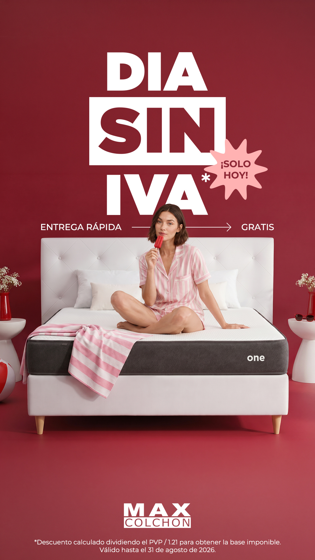 Maxcolchon Facebook ad: Día sin IVA en Maxcolchon