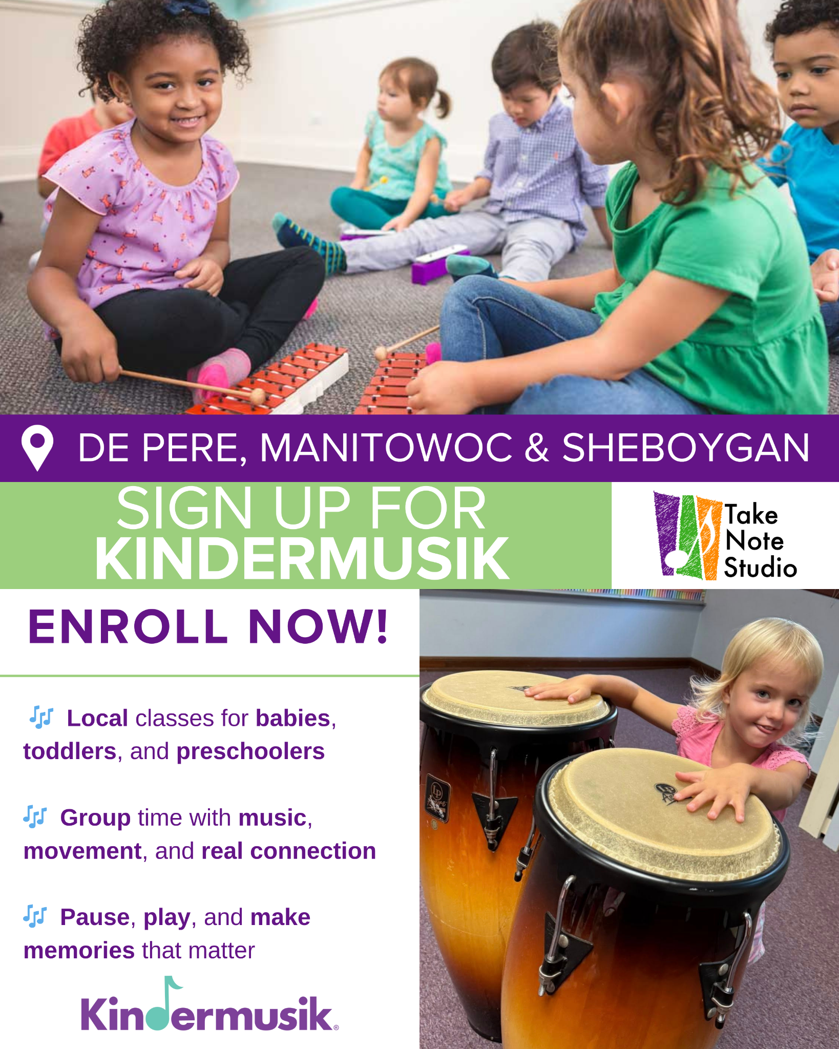 Take Note Studio Facebook ad: Music Classes for 0 to 7 Years Old