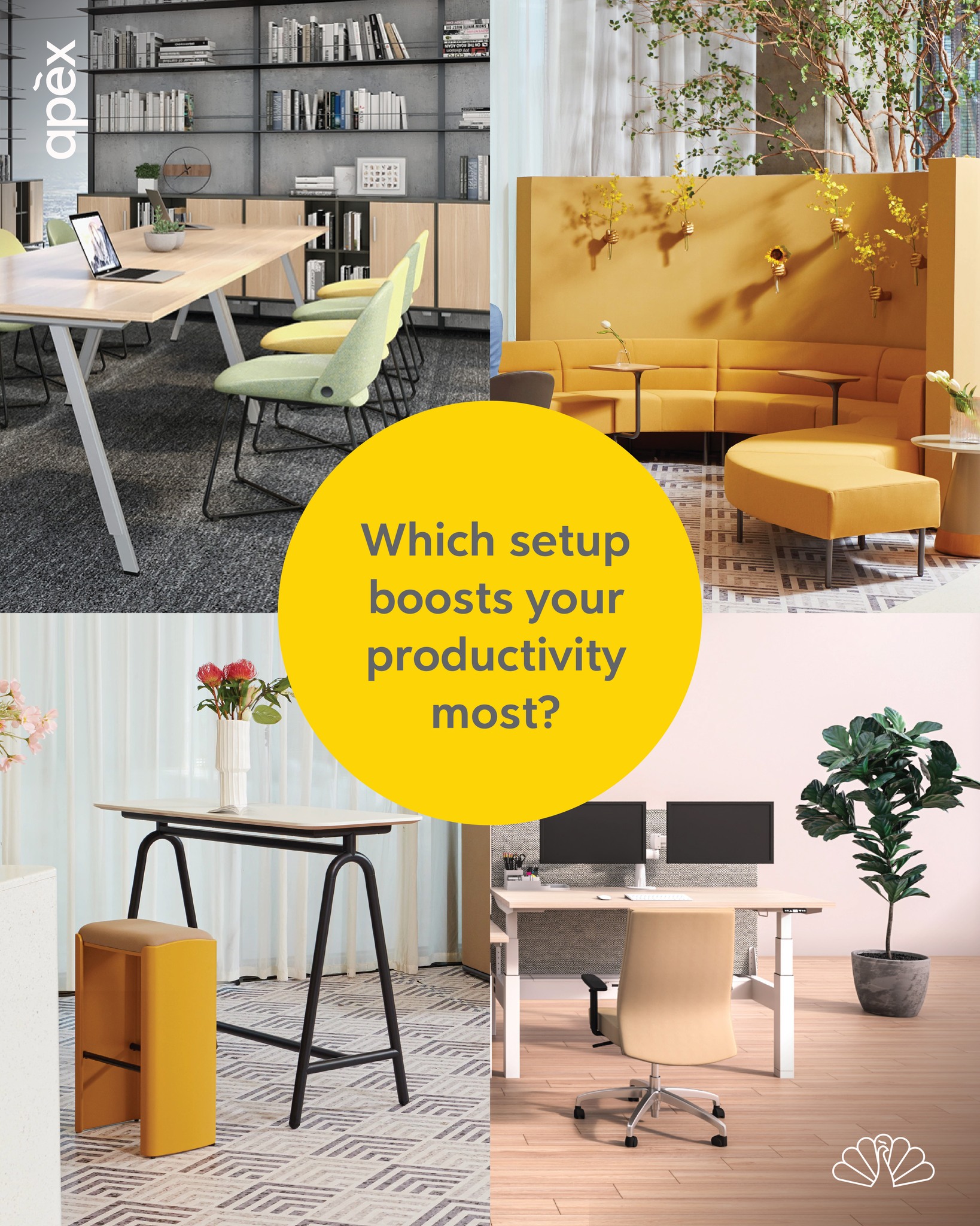 Apex Office Furniture Facebook ad: Discover three workspace layouts designed with Apex’s smart…