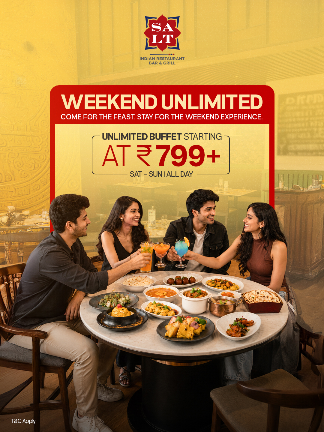 Salt Indian restaurant - Bar & Grill Facebook ad: This Weekend, Don’t Stop at One
