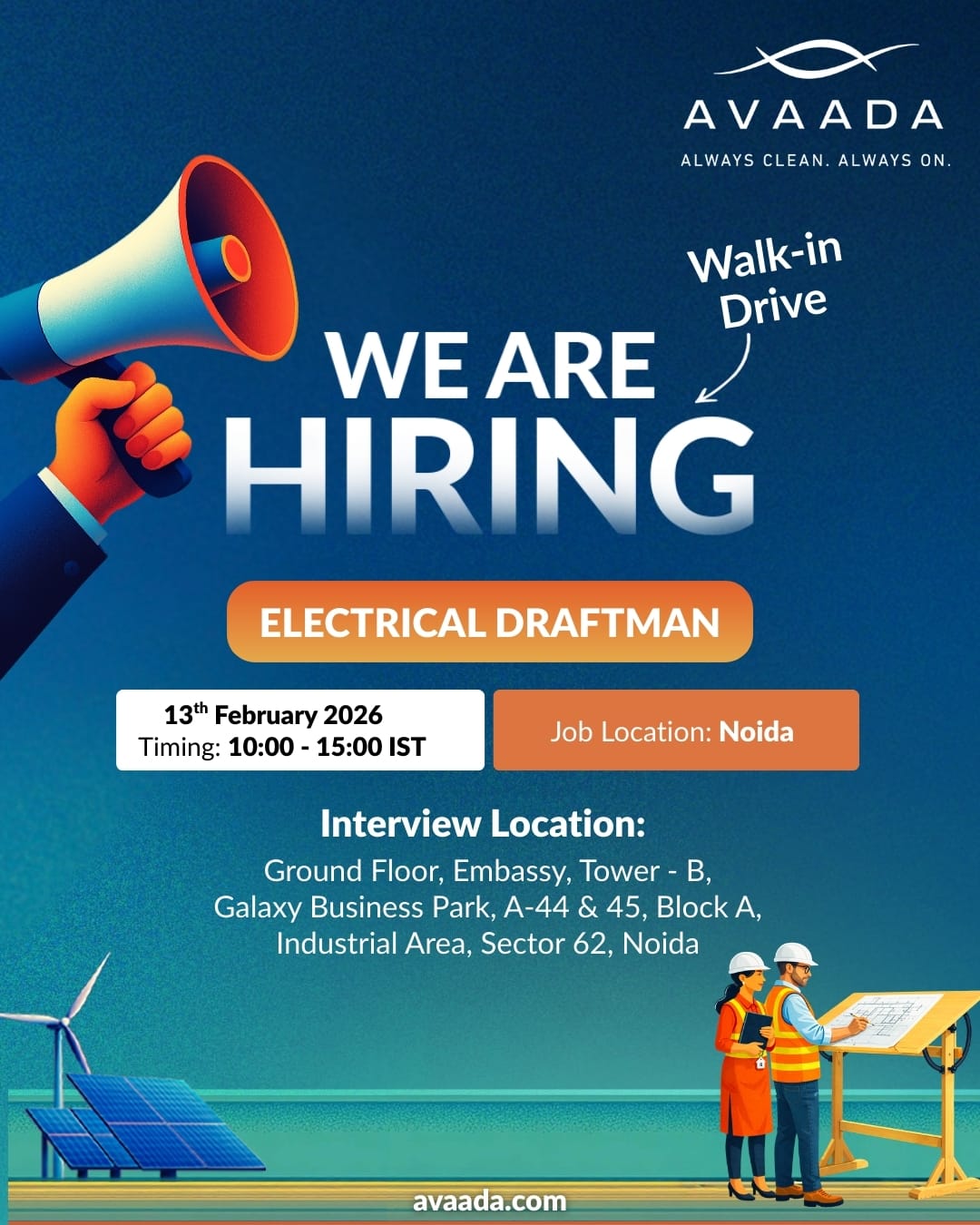 Avaada Group Facebook ad: WALK-IN DRIVE | Electrical Draftsman I Noida