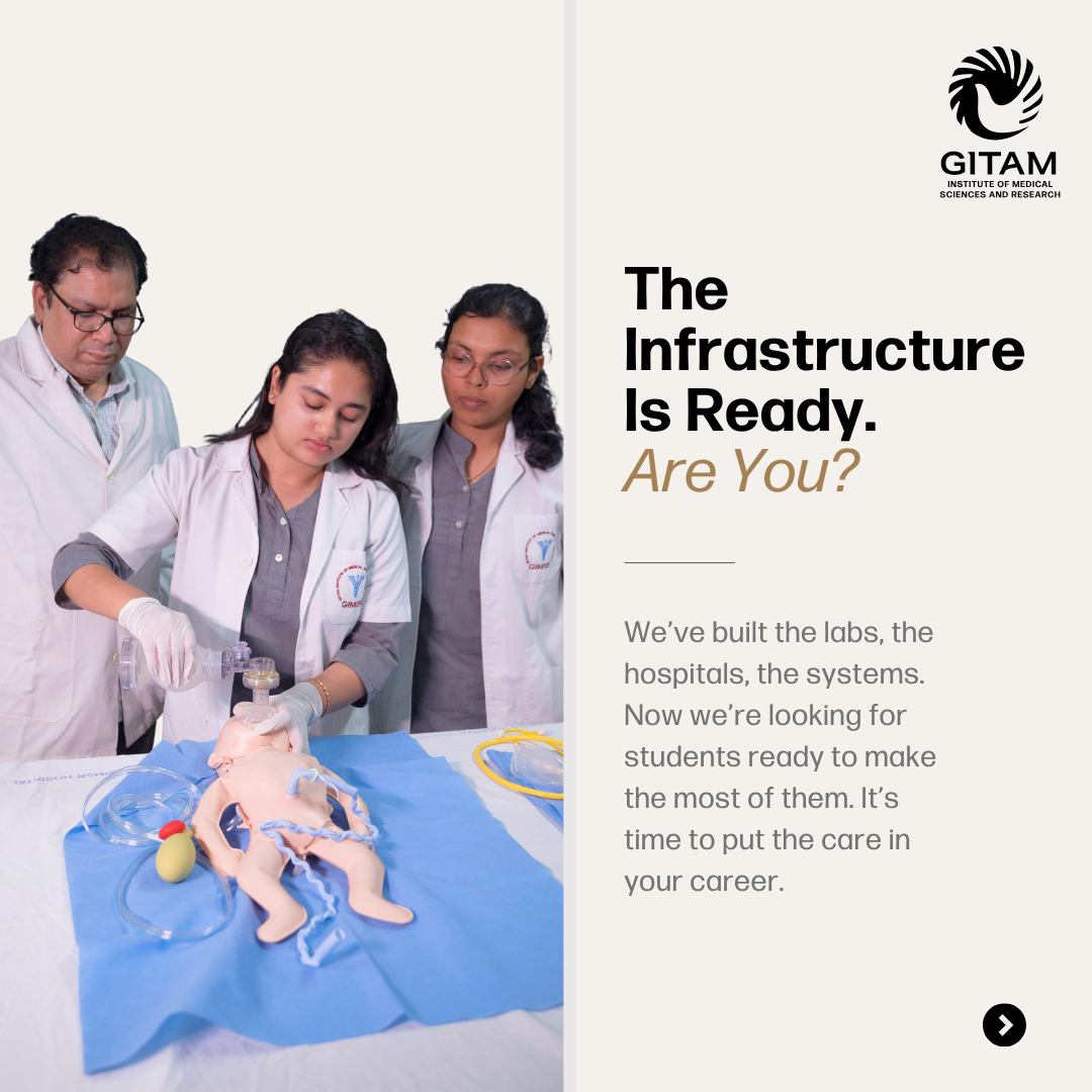 GITAM Deemed University Facebook ad: Experience advanced infrastructure, modern labs, 650+ beds…
