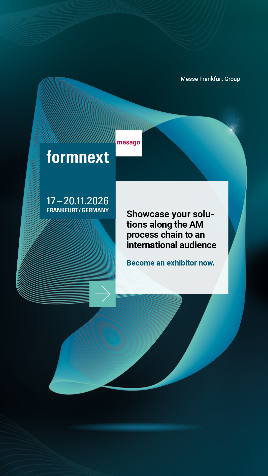 Formnext Facebook ad: Become an exhibitor 2026.