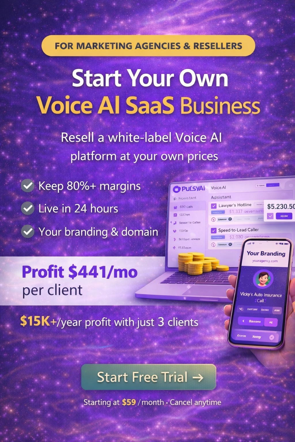 Pulsyai Facebook ad: 24/7 AI Receptionist for Your Business